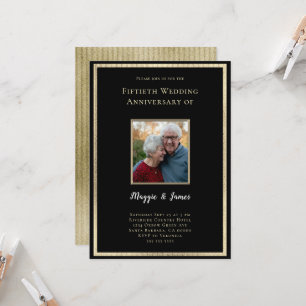 Invitación Elegante Foto de Aniversario 50 de Bodas de Oro en