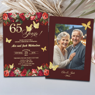 Invitación Elegante Foto de Aniversario de Bodas de Oro 65 co