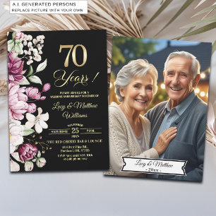 Invitación Elegante Foto de Aniversario de Bodas de Oro 70 co
