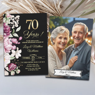 Invitación Elegante Foto de Aniversario de Bodas de Oro 70 co