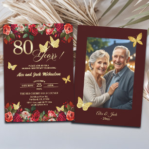 Invitación Elegante Foto de Aniversario de Bodas de Oro 80 en