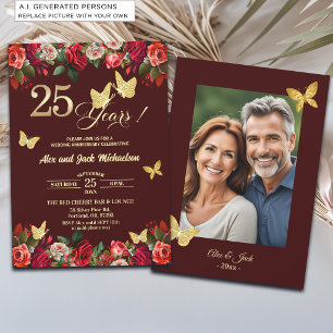 Invitación Elegante Foto de Aniversario de Bodas de Oro de 25