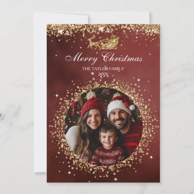 Invitación Elegante foto de árbol de navidad de Purpurina San (Anverso)