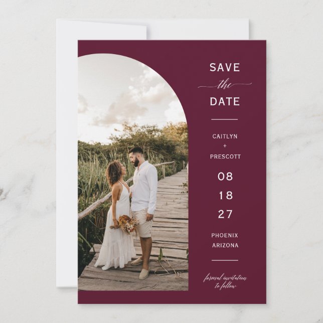 Invitación Elegante foto de arca borgoñona código QR Guardar  (Anverso)