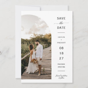 Invitación Elegante foto de arco moderno código QR Guardar fe