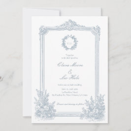 Invitación Elegante Foto de Boda con Borde Floral Polvoriento