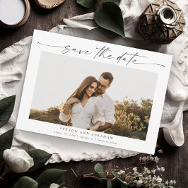 Invitación Elegante foto de boda con letra script