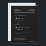 Invitación Elegante foto de Boda de código QR Minimalista neg<br><div class="desc">Esta elegante y moderna invitación a la boda minimalista combina una fuente serif limpia con una bella caligrafía de escritura para las palabras "y" y "contestar", dándole una mirada atemporal y sofisticada sobre un fondo negro. El diseño incluye una foto personalizada de la pareja y un código QR que dirige...</div>