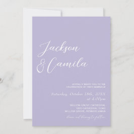 Invitación Elegante Foto de Boda de Lavanda Púrpura