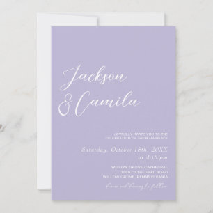 Invitación Elegante Foto de Boda de Lavanda Púrpura