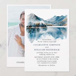 Invitación Elegante foto de boda de montañas forestales con a