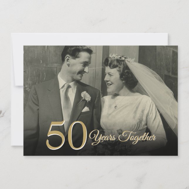 Invitación Elegante foto de boda en cualquier aniversario (Anverso)