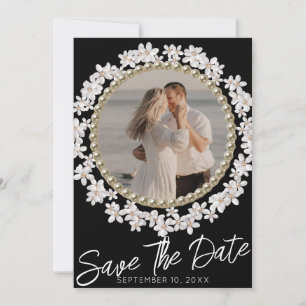 Invitación Elegante foto de boda floral Save the Date