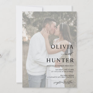 Invitación Elegante foto de Boda gris plateado moderno