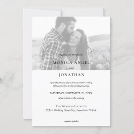 Invitación Elegante Foto de Boda Horizontal en Blanco y Negro