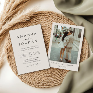 Invitación Elegante foto de Boda Minimalista