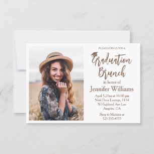 Invitación elegante foto de brunch de graduación de guión min