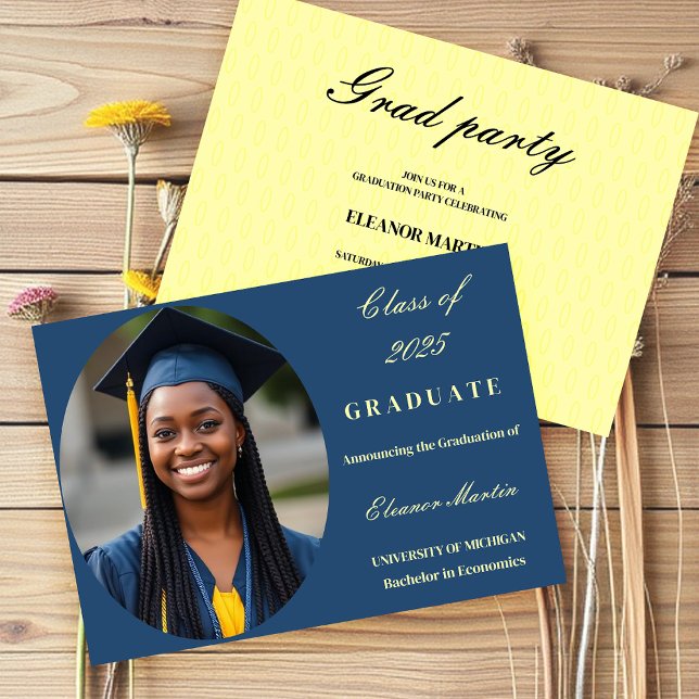 Invitación Elegante foto de color amarillo azul fresco (Subido por el creador)