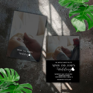 Invitación Elegante Foto de Corazón con Letra Script Dos