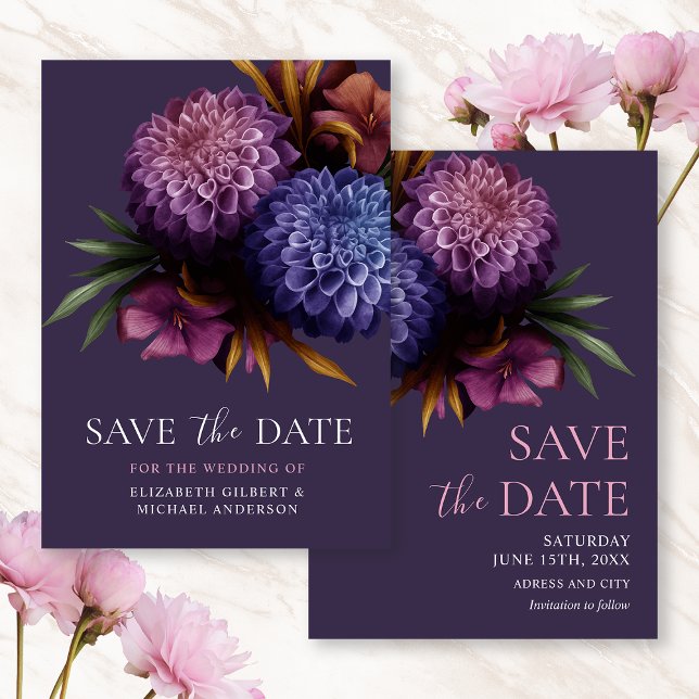 Invitación Elegante foto de Dahlia Wedding Save the Dates (Subido por el creador)