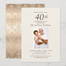 Elegante Foto de Damasco Dorado de Aniversario de 