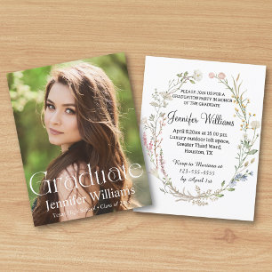 Invitación elegante foto de flores silvestres en acuarela Gra