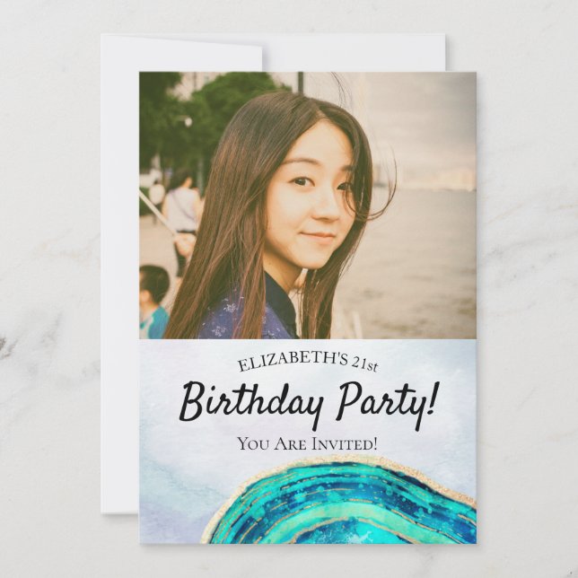 Invitación Elegante foto de Geode de la fiesta de cumpleaños  (Anverso)