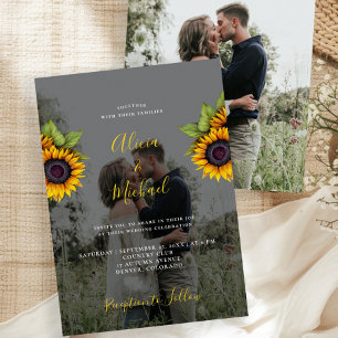 Invitación Elegante foto de girasoles modernos para boda