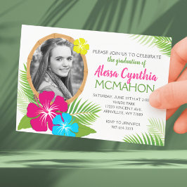 Invitación Elegante foto de graduación de Luau Hawaiano