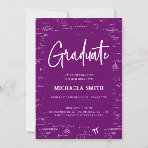 Invitación Elegante Foto de Graduación de Matemáticas de Mora