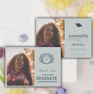 Invitación Elegante Foto de Graduación de Secundaria con Mono
