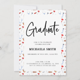 Invitación Elegante foto de graduación del patrón médico de e