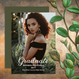Invitación Elegante foto de graduado Minimalista simple