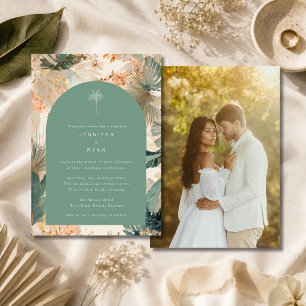 Invitación Elegante Foto de Hojas de Palma Tropicales Boda