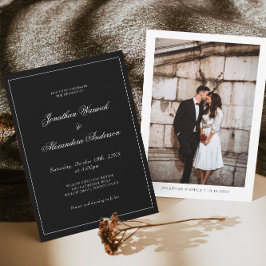 Invitación Elegante foto de la boda de invierno negra