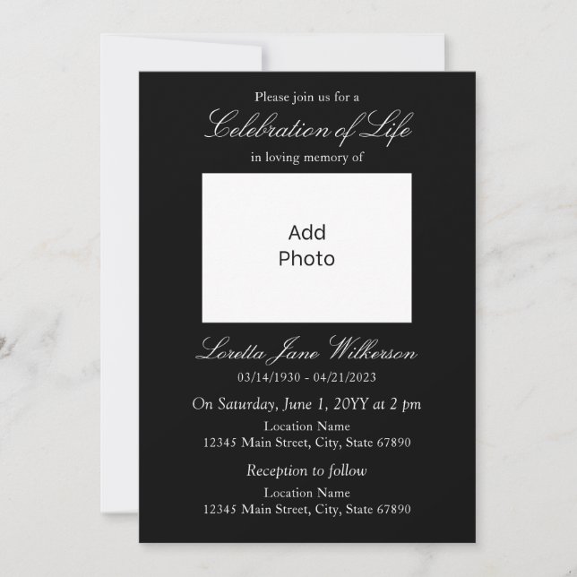 Invitación Elegante foto de la celebración en blanco y negro  (Anverso)