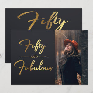 Invitación Elegante foto de la fiesta de cumpleaños 50 de Bla
