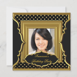 Invitación Elegante foto de la fiesta de cumpleaños Black Gol