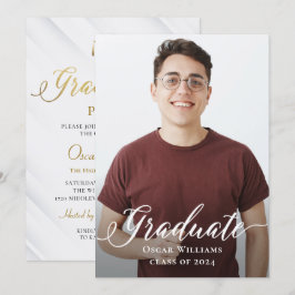 Invitación Elegante foto de la fiesta de graduación de oro gr