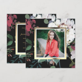 Invitación Elegante foto de la fiesta de graduación floral os