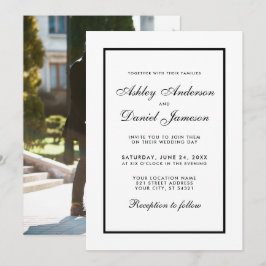 Invitación Elegante foto de la moderna boda blanca y negra
