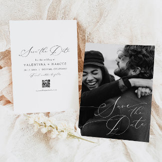 Invitación Elegante Foto de Letra de Caligrafía para Save the