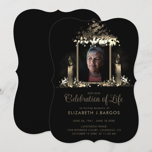 Invitación Elegante foto de marco de velas celebración de la  (Anverso / Reverso)