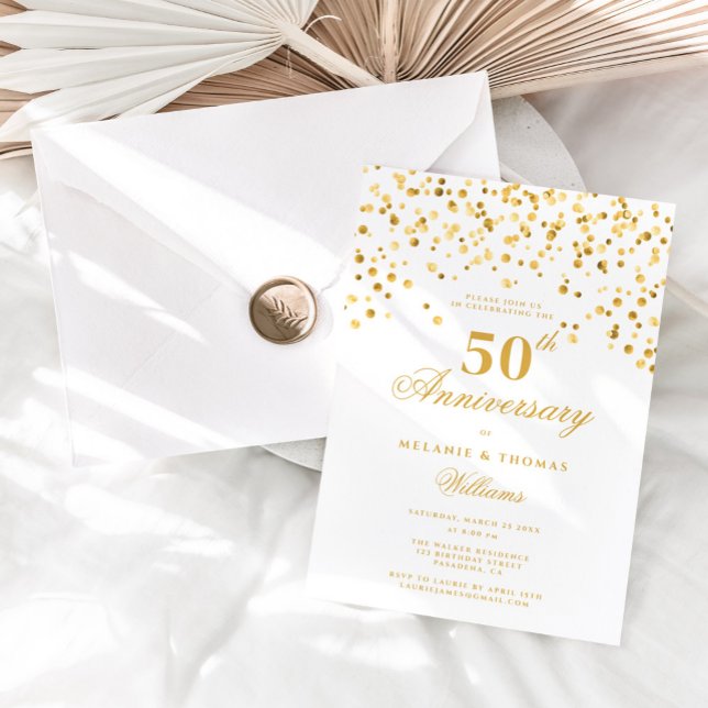 Invitación Elegante foto de oro 50 aniversario de Boda (Subido por el creador)