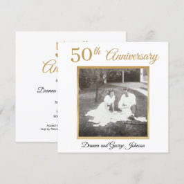 Invitación Elegante Foto de Oro 50 Aniversario de Boda