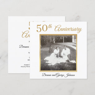 Invitación Elegante foto de oro 50 aniversario de Boda