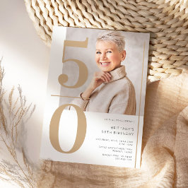 Invitación Elegante foto de oro 50 cumpleaños