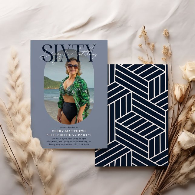 Invitación Elegante foto de ovario y firma cumpleaños número  (Subido por el creador)