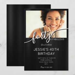 Invitación Elegante foto de Personalizado blanco y negro fabu