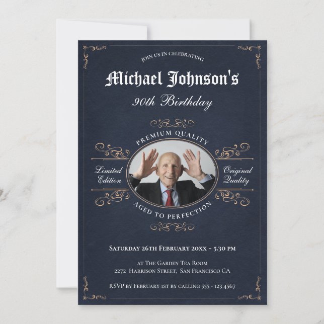 Invitación Elegante foto de Personalizado de la Marina de Cum (Anverso)